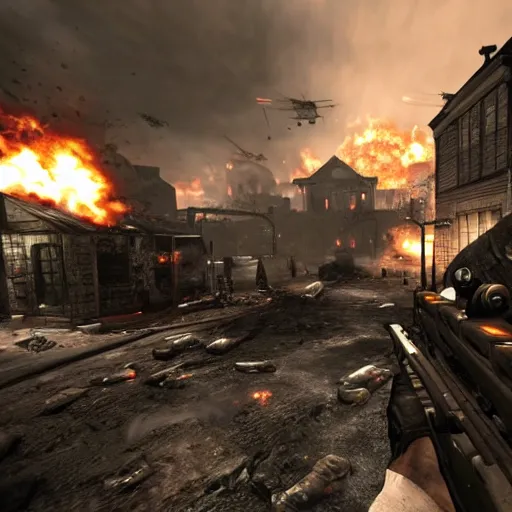 Image similar to call of duty world at war, zombies map set in New York,