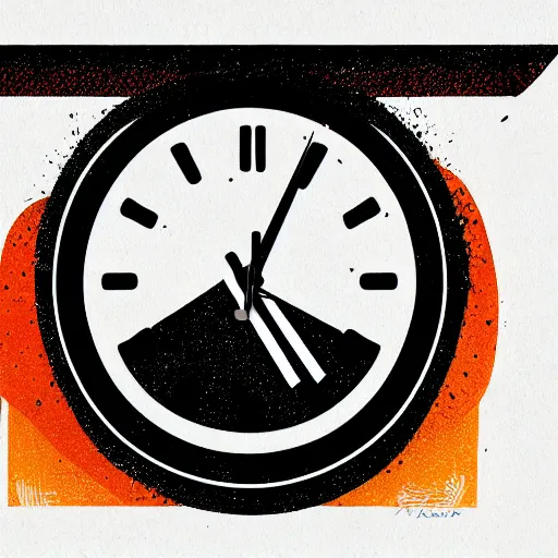 Prompt: centred clock arrow colourful illustration art by tim doyle