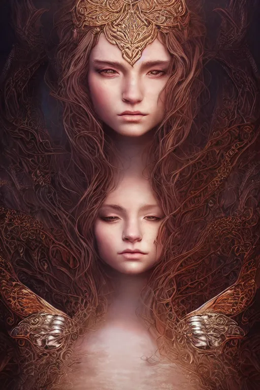 Image similar to majestic and regal portrait of a beautiful young female cat girl!!, intricate, epic, elegant, menacing, fantasy, highly detailed, digital painting, hard focus, beautiful volumetric lighting, epic light, ultra detailed, souls, smoke, by leesha hannigan, ross tran, thierry doizon, kai carpenter, ignacio fernandez rios