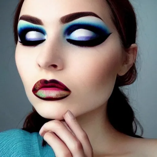 Image similar to A completely normal human face with beautiful makeup