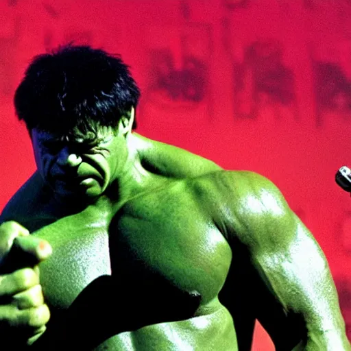 Image similar to hulk performing at woodstock