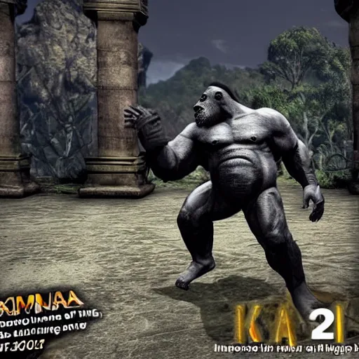 Image similar to harambe as a mortal kombat dlc, 3 d model, fighting video game, fatality, screenshot