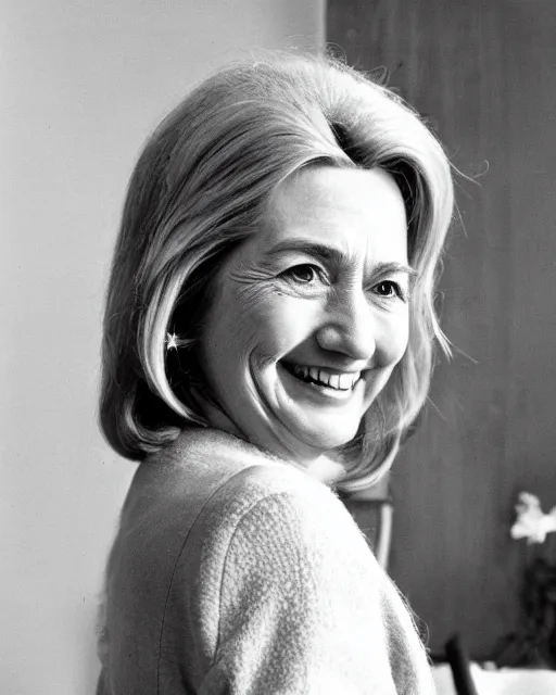 Prompt: a portrait of a 1 9 6 0 s hippie looking like hillary clinton