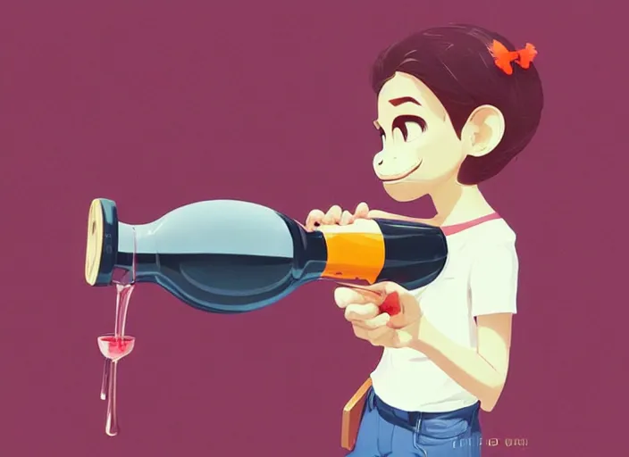 Image similar to cute monkey drinking wine. clean cel shaded vector art. behance hd by lois van baarle, artgerm, helen huang, by makoto shinkai and ilya kuvshinov, rossdraws, illustration, art by ilya kuvshinov