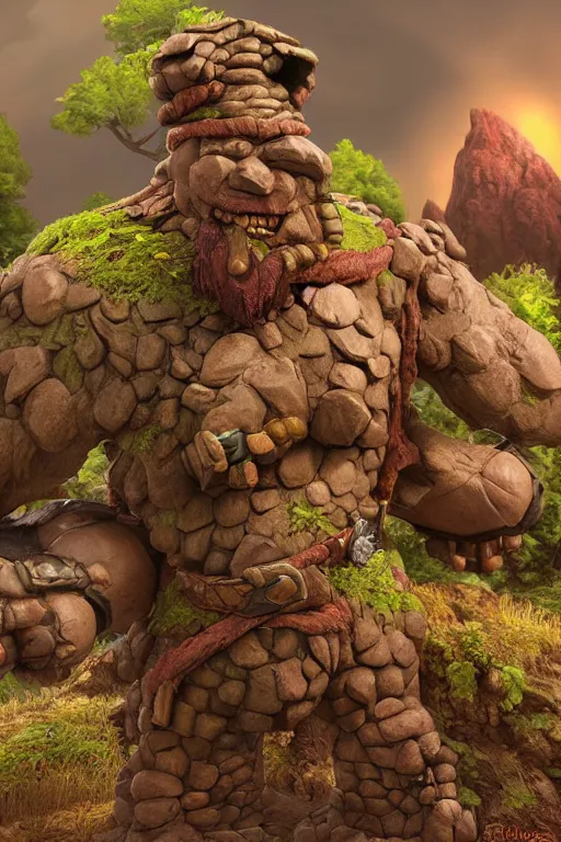 Image similar to zelda fantasy art giant golem troll wood rock, global illumination ray tracing hdr fanart arstation by sung choi and eric pfeiffer and gabriel garza and casper konefal hardmesh zbrushcentral