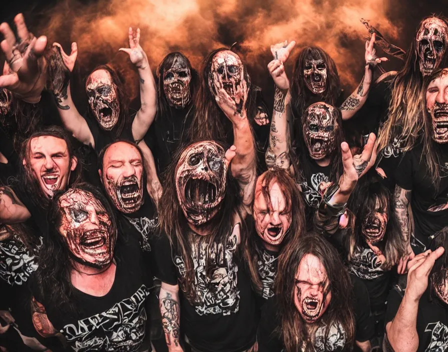 Image similar to photo of heavy metal listener having their face melted off by heavy metal music