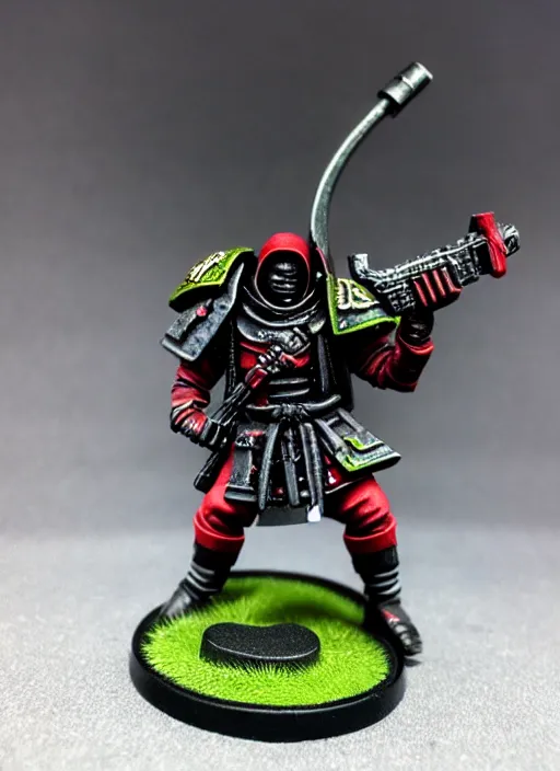 Image similar to 8 0 mm resin detailed miniature of a warhammer 4 0 k futuristic ninja warriors, product introduction photos, 4 k, full body,