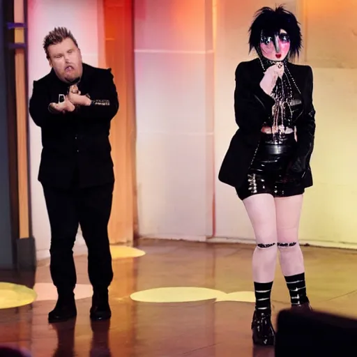 Prompt: siouxsie sioux as a guest appearance on the late late show with james corden