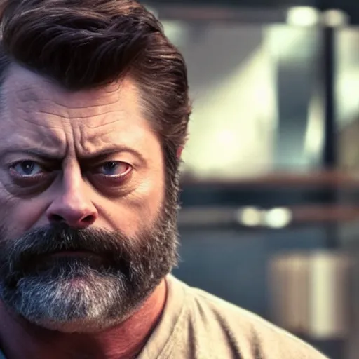 Prompt: nick offerman ( accurate face ) as wolverine, photorealistic logan movie still, detailed, 8 k