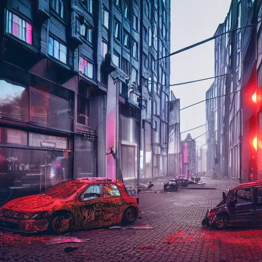 Prompt: Cyberpunk Amsterdam in a zombie apocalypse