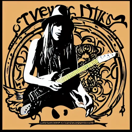 Image similar to stevie nicks playing guitar and singing, sticker - art, svg vector, adobe - illustrator