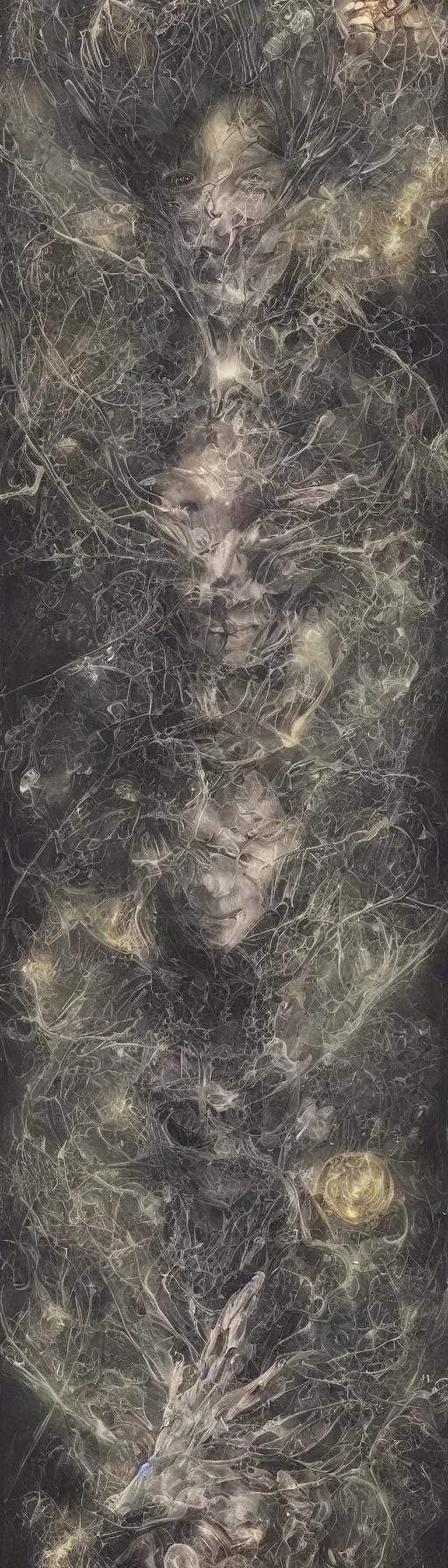 Image similar to the ghost in the machine, dense web of neurons firing, psychedelic lights and fog, zdzislaw, ayami kojima, yamamoto, barclay shaw, karol bak, hyperrealist, 8 k