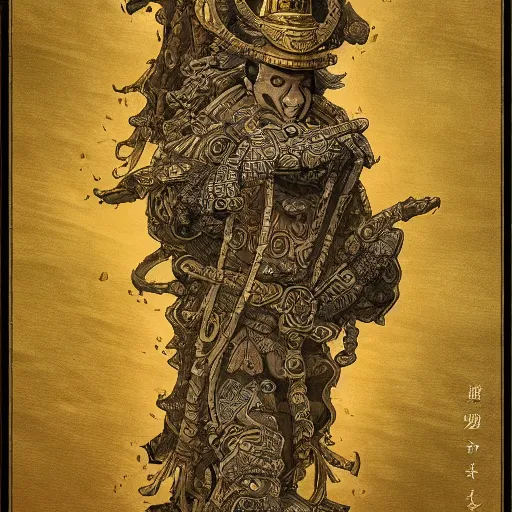 Image similar to yurunu, he rules over wisdom and knowledge. his symbol is a scroll. highly detailed and intricate 8 k concept fantasy art illustration