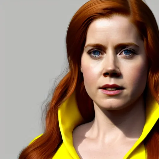 Image similar to photorealistic high resolution 3 d render of amy adams in pikachu onesie portrait, unreal engine 5, trending on artstation, volumetric lighting, subsurface scattering, highly detailed realistic human skin texture