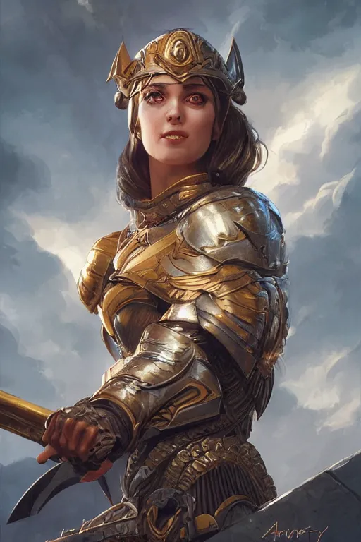 Image similar to amazon valkyrie athena, d & d, fantasy, portrait, highly detailed, headshot, digital painting, trending on artstation, concept art, sharp focus, illustration, art by artgerm and greg rutkowski and magali villeneuve