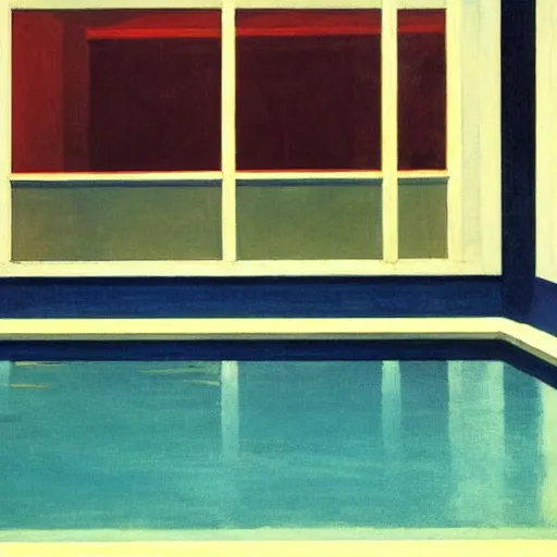 Image similar to a whale in a swimming pool by Edward hopper