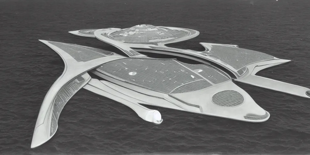 Image similar to spaceship starship battlestar by Alvar Aalto under sea