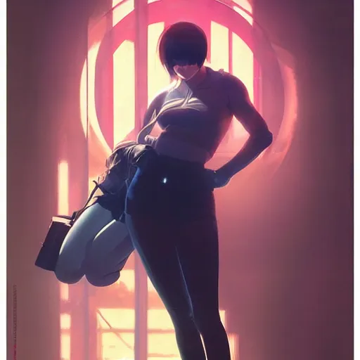 Image similar to realistic shaded lighting poster by ilya kuvshinov katsuhiro otomo ghost - in - the - shell, magali villeneuve, artgerm, jeremy lipkin and michael garmash and rob rey