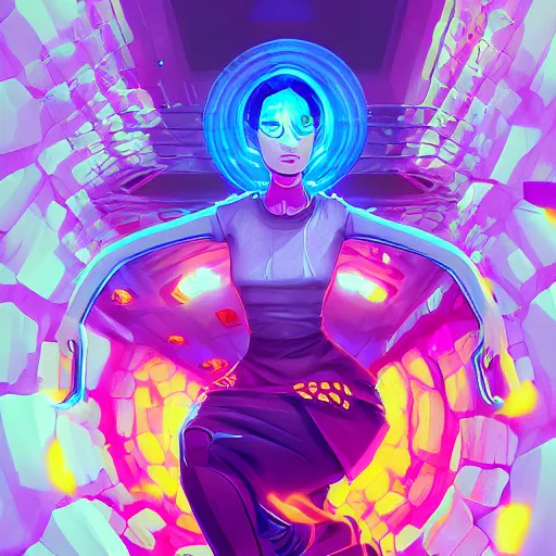 Image similar to skill magic geek inside matrix deepdream radiating a glowing aura stuff loot legends stylized digital illustration video game icon artstation lois van baarle, ilya kuvshinov, rossdraws,