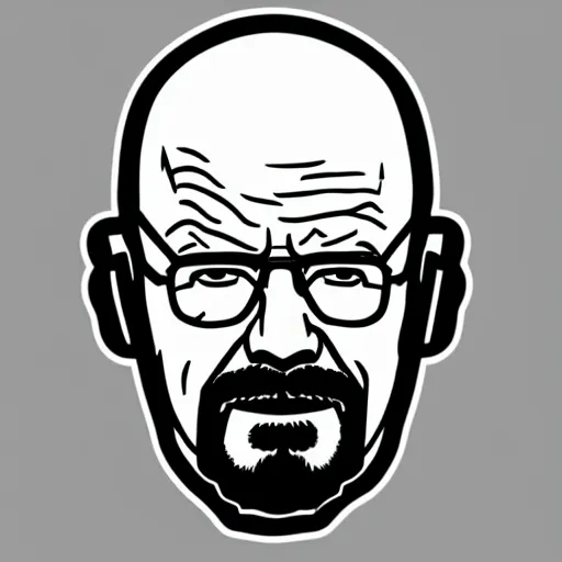 Image similar to a breaking-bad-walter-white, svg sticker, vector art, wearing headphones, jamming to music