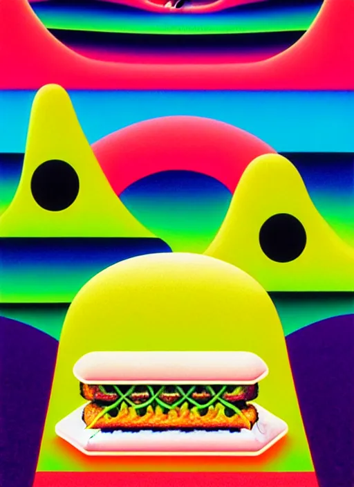 Image similar to sandwhich by shusei nagaoka, kaws, david rudnick, airbrush on canvas, pastell colours, cell shaded, 8 k