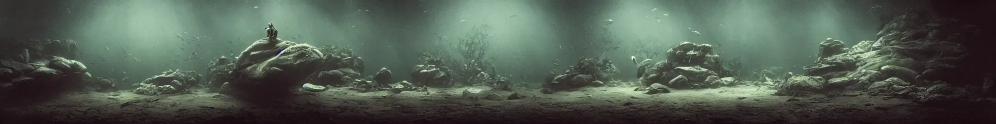 Image similar to underwater photo of fish, Les Edwards, Zdzislaw Beksinski, Carl Gustav Carus, John Harris, Michal Karcz, Zhang Kechun, Mikko Lagerstedt, Scott Listfield, Steven Outram, Jessica Rossier