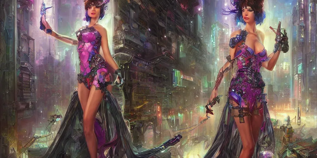 Image similar to cyberpunk fairycore. By Konstantin Razumov, highly detailed