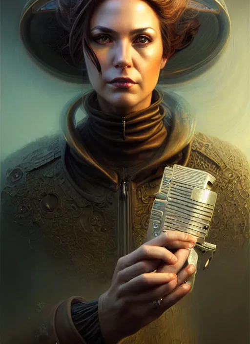 Image similar to closeup portrait shot of a female detective in a scenic cyberpunk mystery environment, intricate, elegant, highly detailed, centered, digital painting, artstation, concept art, smooth, sharp focus, illustration, artgerm, tomasz alen kopera, peter mohrbacher, donato giancola, joseph christian leyendecker, wlop, boris vallejo