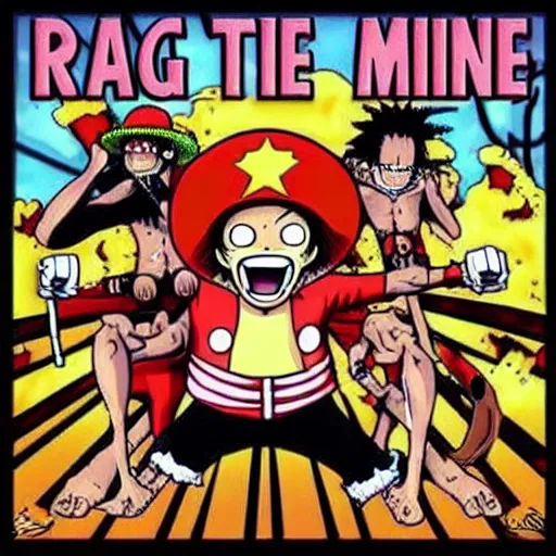 Image similar to Rage Against the Machine in the style of One Piece