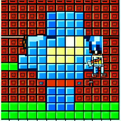 Image similar to pixelated dungeon adventure hero, 1 2 8 bit, 1 0 0 0 x 1 0 0 0 pixel art, 4 k, super detailed, nintendo game, pixelart, high quality, no blur, sharp geometrical squares