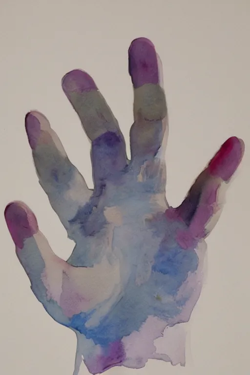 Prompt: watercolor hand by marlene dumas