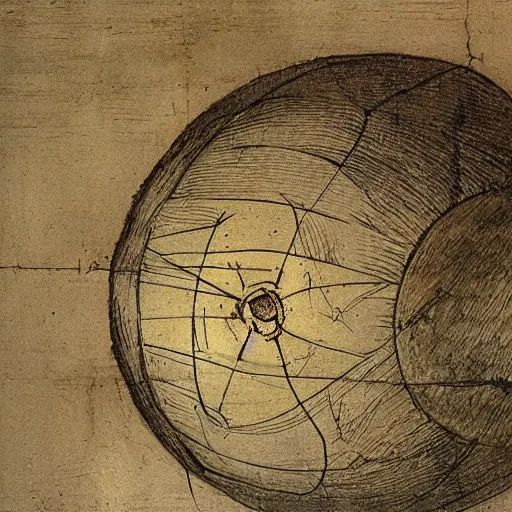 Image similar to Leonardo DaVinci illustration of a nuclear bomb