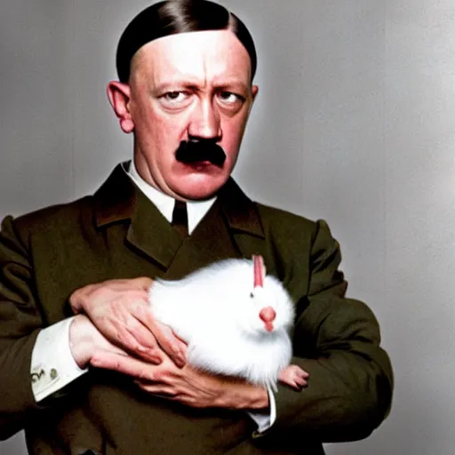 Image similar to hitler with a guinea pig, colored, hd, realistic,