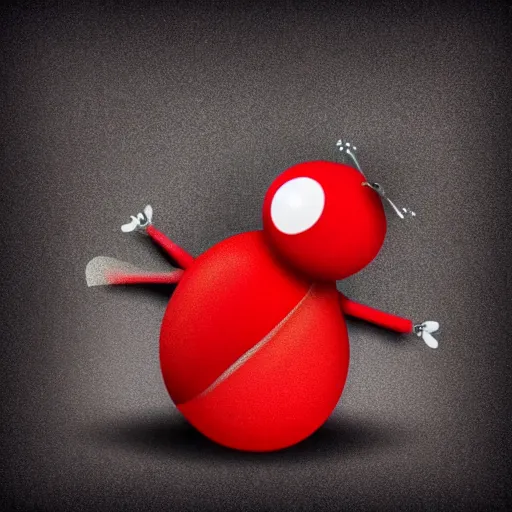 Image similar to red big cute chubby fly, cartoon, game character, soft lighting, higly detailed