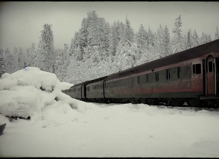 Prompt: the roaring and screeching of a train emanates through the craggy darkness. snowblind, you should be bedridden, but you have no bed. the beast approaches, maddeningly soft on its dense limbs, and yes the monster sees you and takes its sweet time to lumber over.