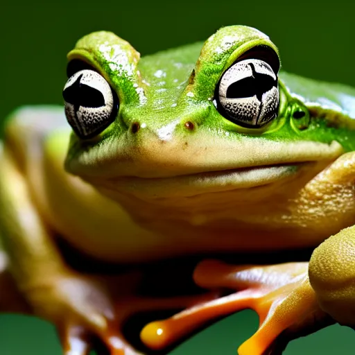 Image similar to a frog made of bananas, close - up professional photography, white background, studio lighting