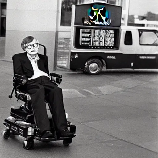 Prompt: Stephen Hawking McDonalds,