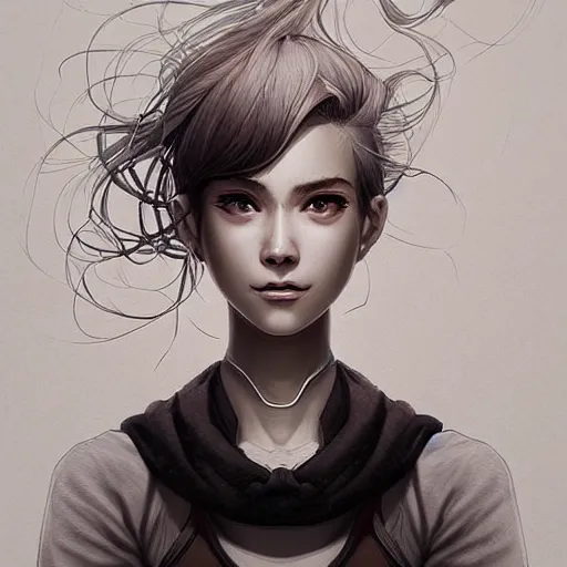 Image similar to Libromancer Fireburst, heroine, beautiful, playful smile, detailed portrait, intricate complexity, in the style of Artgerm, Kazuki Tanahashi, and WLOP, quixel megascan