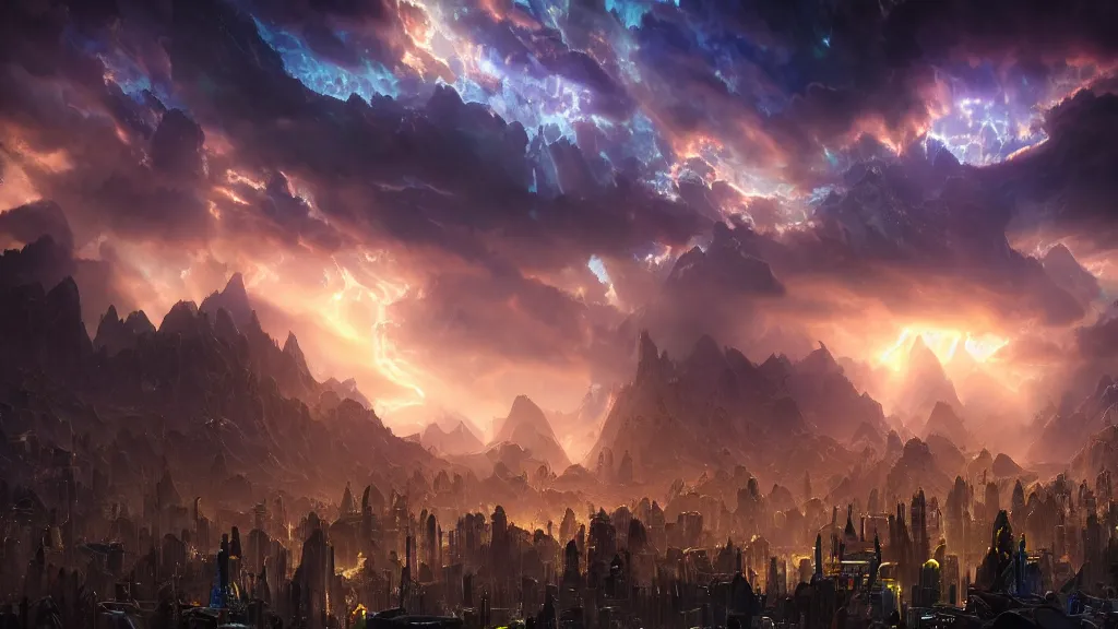 Image similar to incredible protoss city marc adamus, beautiful dramatic lighting