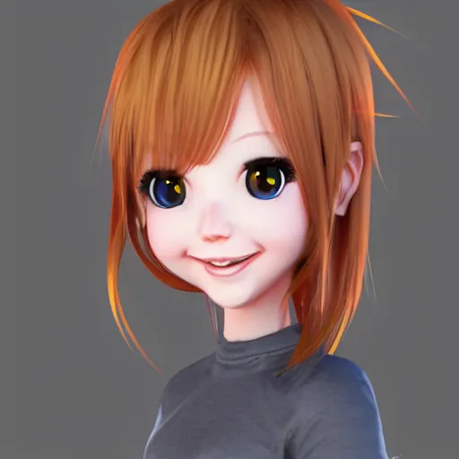 Image similar to happy girl, 3 d art, blender, realistic, by digital artist, by sakimichan, style anime