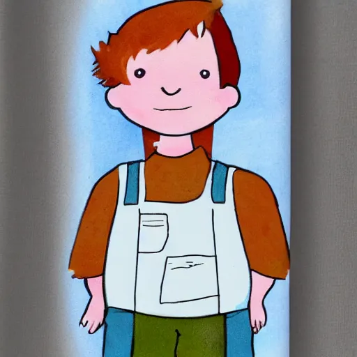 Image similar to short ginger kid, freckled, skinny, cartoon