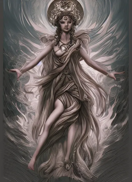 Prompt: the Goddess of Sleep, detailed digital art, trending on Artstation