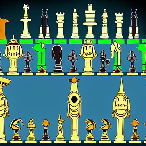 Image similar to futurama characters as chess pieces