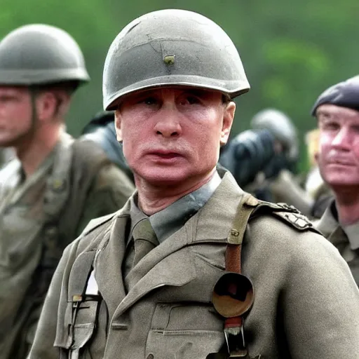 Prompt: Putin starring in saving private Ryan