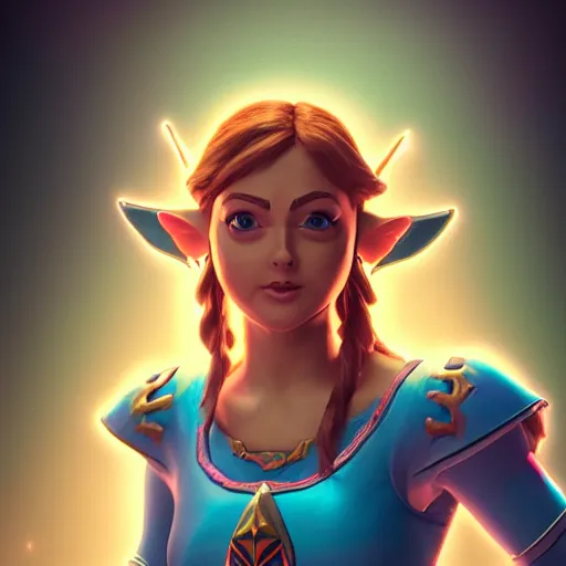 Image similar to A hyper real comic book style portait painting of Zelda the princess on the moon, unreal 5, hyperrealistic, octane render, cosplay, RPG portrait, dynamic lighting