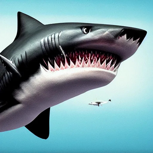 Image similar to half man half shark swimming in ocean, highly detailed, trending on artstation