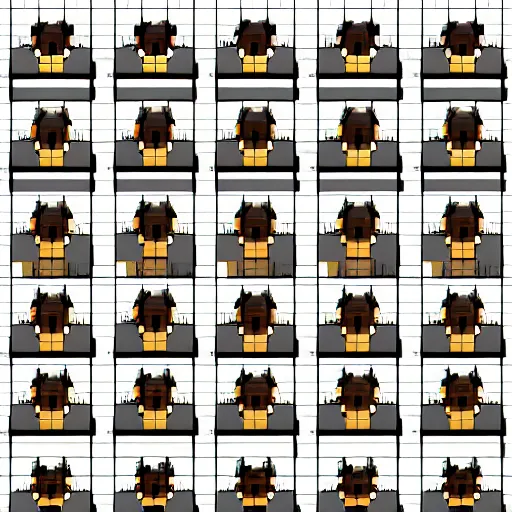 Prompt: an image with matrix of 2 x 2 blocks, each block is an animation sprite sheet image of a dog in the walking sequence, detailed game art, 3d render, artstation