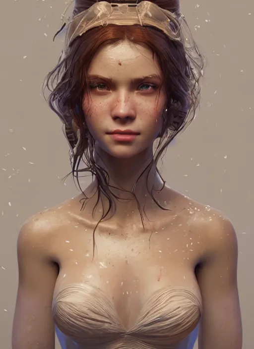 Image similar to belle, au naturel, hyper detailed, digital art, trending in artstation, cinematic lighting, studio quality, smooth render, fluorescent skin, unreal engine 5 rendered, octane rendered, art style by klimt and nixeu and ian sprigger and wlop and krenz cushart