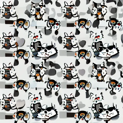 Image similar to seamless looping design of cute kittens on striped white and black background