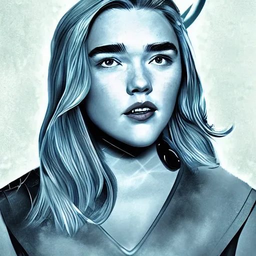 Prompt: Florence Pugh as Susan Storm from Fanatastic Four, digital art, Portrait